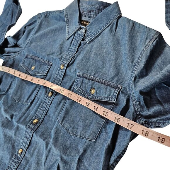 Banana Republic Women's Cotton Denim Jean Button Down Shirt Size Small - Picture 6 of 9